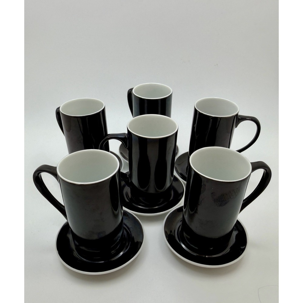 Vintage 1959 LaGardo Tackett Schmid Porcelain Coffee Cups & Saucers Set of 6 MCM